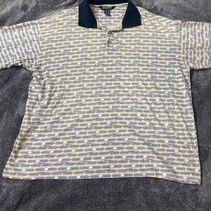Retro‎ 90s Knightsbridge Golf Club & Ball Print Polo Mens XL Grandpa-core